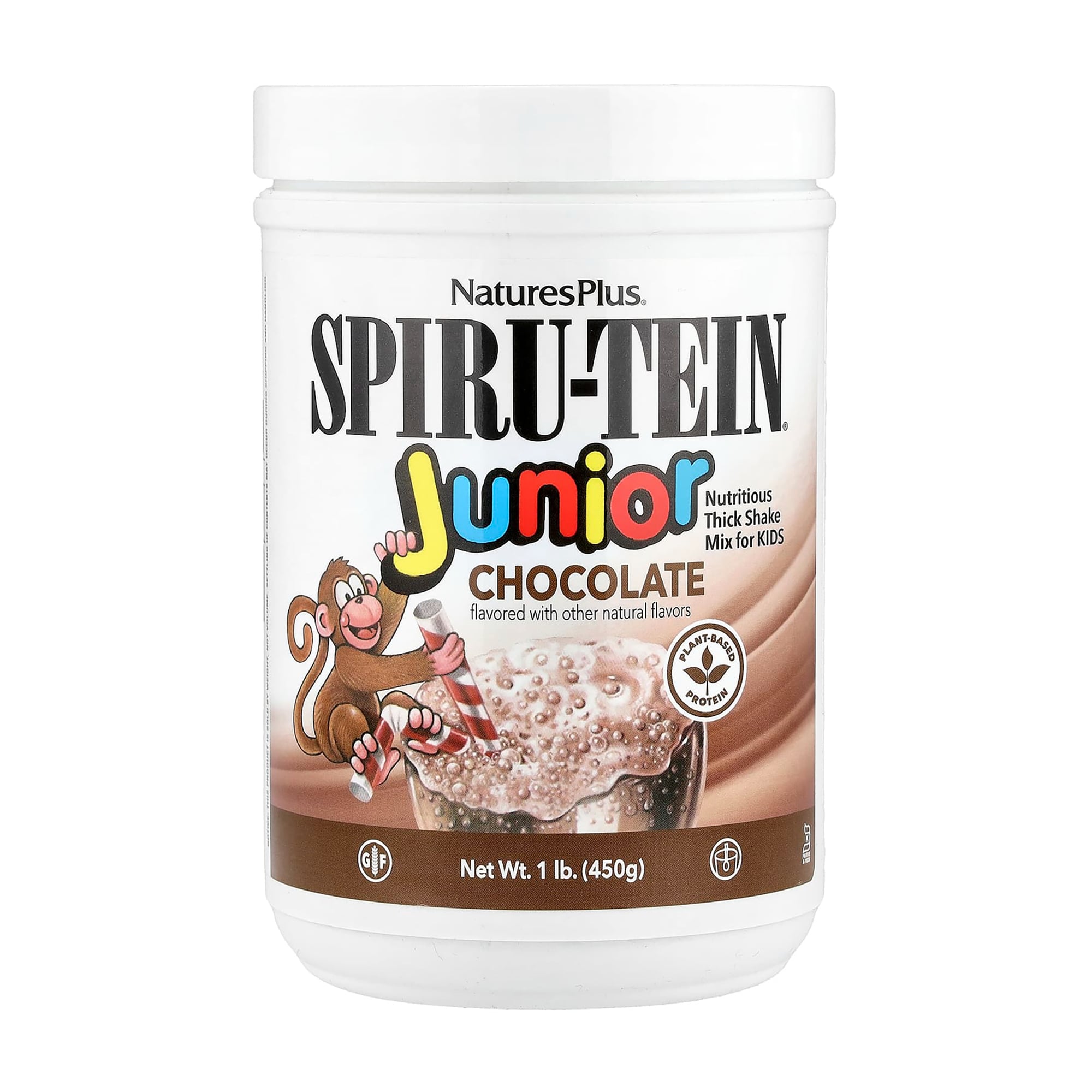 Вітаміно-мінеральний комплекс Natures Plus Spiru-Tein Junior Milk Shake Молочний коктейль, зі смаком шоколаду, 450 г